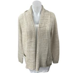 Sparkle & Fade Women's Cream Knit Long Sleeve Open Front Cardigan Sweater Top S